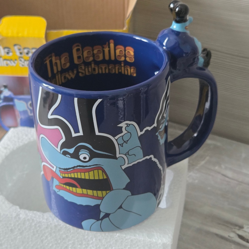 The Beatles Yellow Submarine Blue Meanies 3D Handle Mug Blue Ceramic 16oz Gift